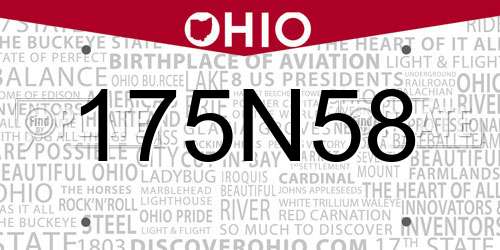 175N58 Ohio License Plate