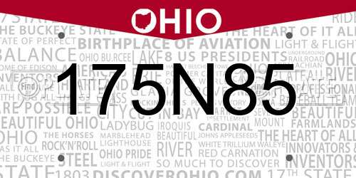 175N85 Ohio License Plate