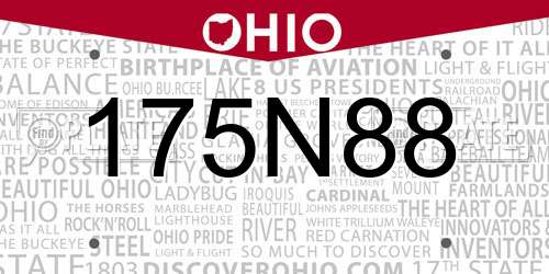 175N88 Ohio License Plate