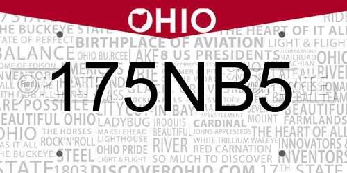 175NB5 Ohio License Plate