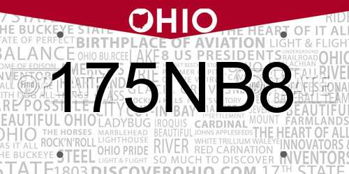 175NB8 Ohio License Plate