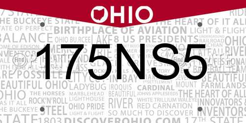175NS5 Ohio License Plate