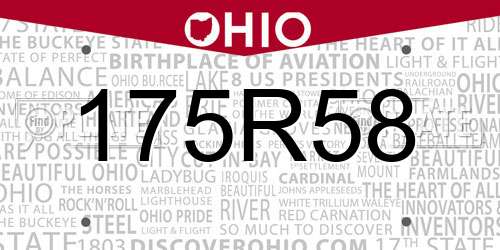 175R58 Ohio License Plate