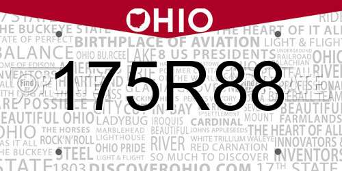 175R88 Ohio License Plate