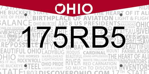175RB5 Ohio License Plate