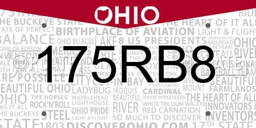 175RB8 Ohio License Plate