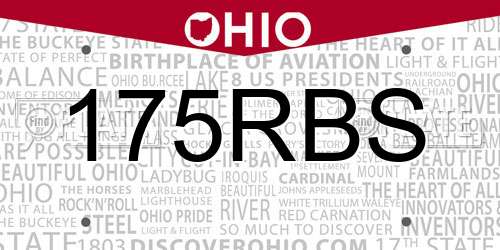 175RBS Ohio License Plate