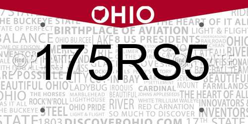 175RS5 Ohio License Plate