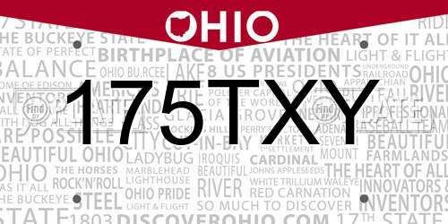 175TXY Ohio License Plate