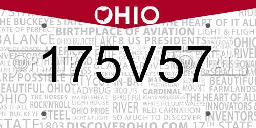 175V57 Ohio License Plate