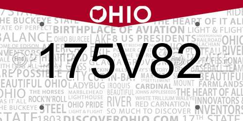 175V82 Ohio License Plate