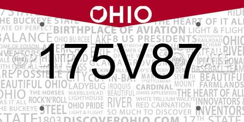 175V87 Ohio License Plate