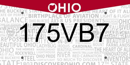 175VB7 Ohio License Plate