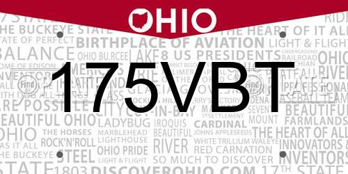 175VBT Ohio License Plate