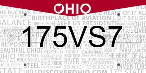 175VS7 Ohio License Plate