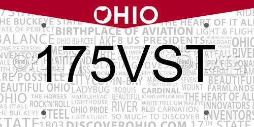 175VST Ohio License Plate
