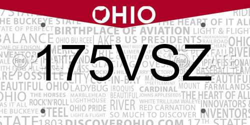 175VSZ Ohio License Plate