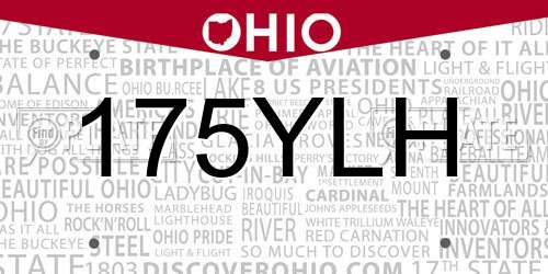175YLH Ohio License Plate