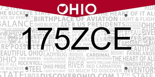175ZCE Ohio License Plate