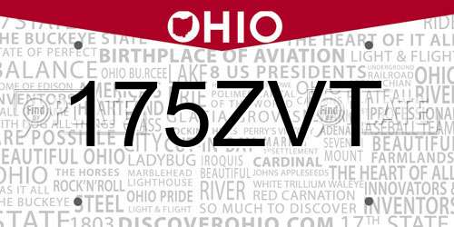175ZVT Ohio License Plate