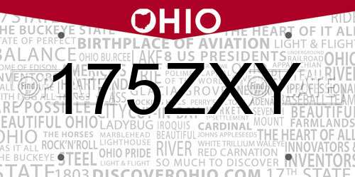 175ZXY Ohio License Plate