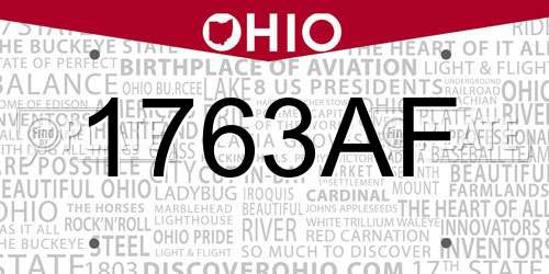 1763AF Ohio License Plate