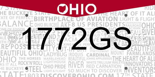 1772GS Ohio License Plate