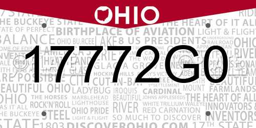 17772G0 Ohio License Plate