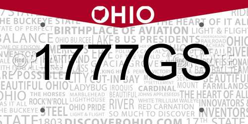1777GS Ohio License Plate