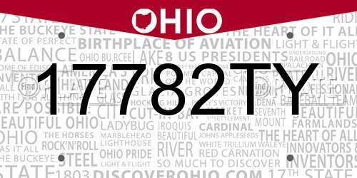 17782TY Ohio License Plate