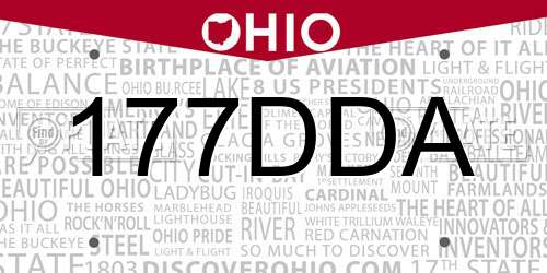 177DDA Ohio License Plate