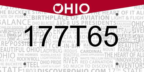 177T65 Ohio License Plate