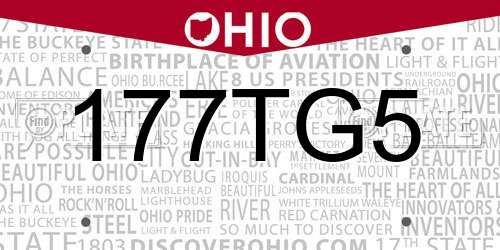 177TG5 Ohio License Plate