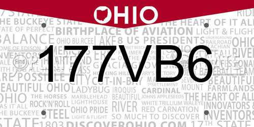 177VB6 Ohio License Plate