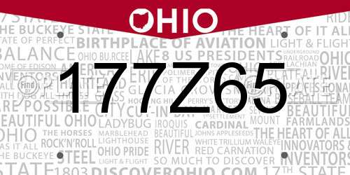 177Z65 Ohio License Plate
