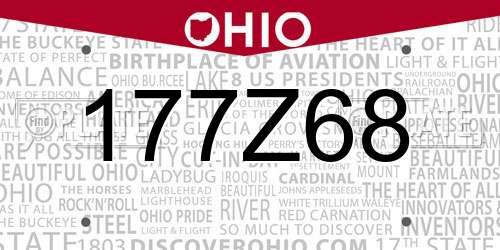 177Z68 Ohio License Plate