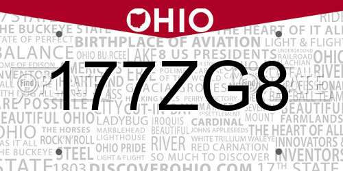 177ZG8 Ohio License Plate