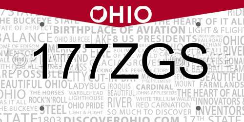 177ZGS Ohio License Plate
