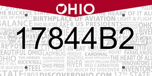 17844B2 Ohio License Plate