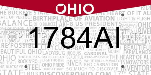 1784AI Ohio License Plate