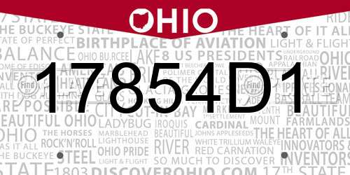 17854D1 Ohio License Plate