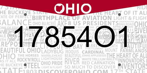 17854O1 Ohio License Plate