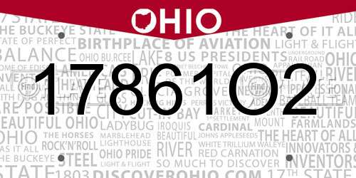 17861O2 Ohio License Plate