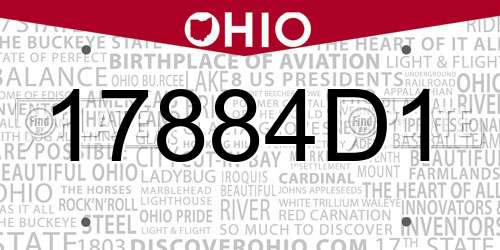 17884D1 Ohio License Plate