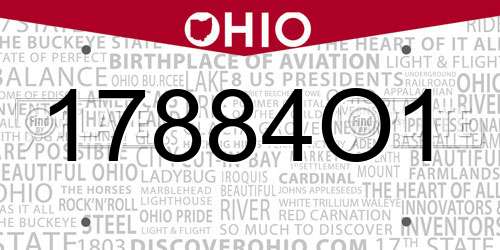17884O1 Ohio License Plate