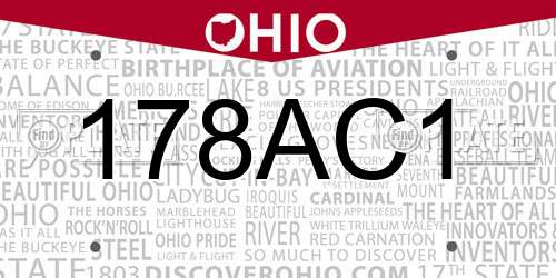 178AC1 Ohio License Plate