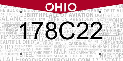 178C22 Ohio License Plate
