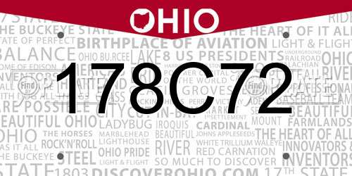 178C72 Ohio License Plate
