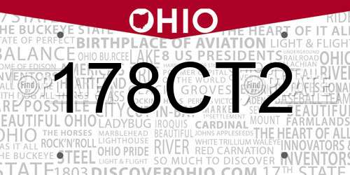 178CT2 Ohio License Plate