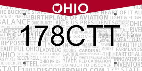 178CTT Ohio License Plate